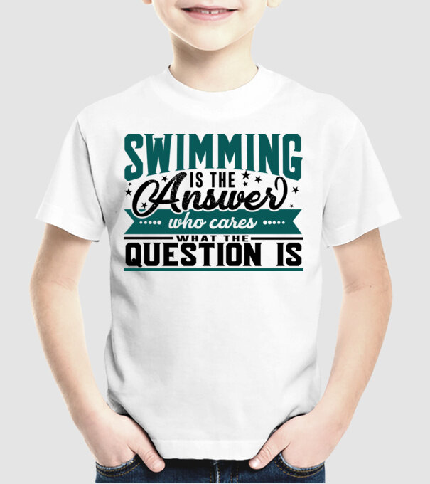 Sport is the answer ÎNOTĂTOR model alb pe tricou