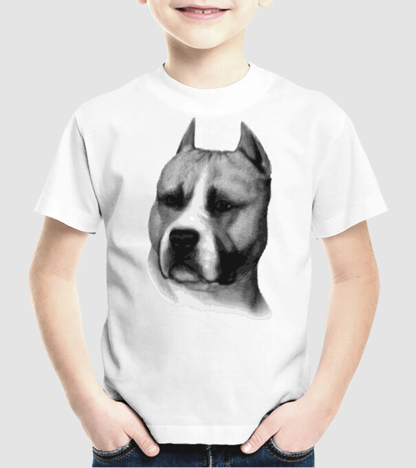 Staffordshire Terrier model alb pe tricou