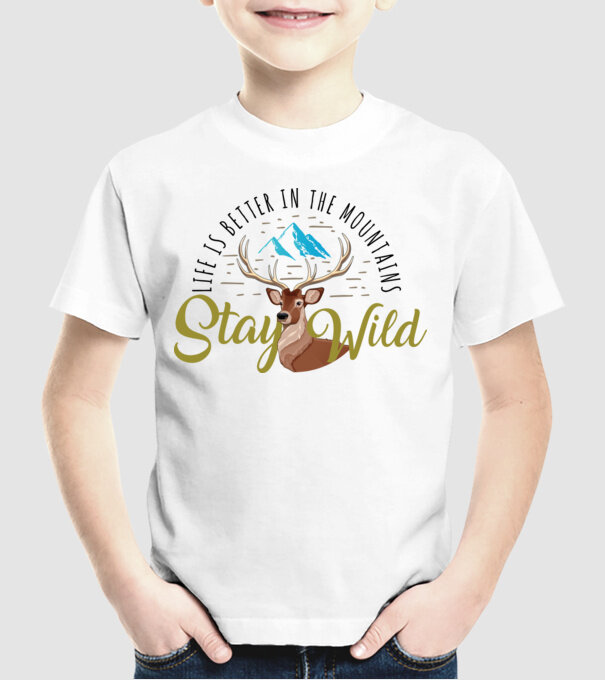 Stay wild Cerb model alb pe tricou