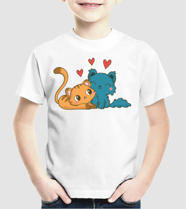 PISICUȚE ÎNDRĂGOSTITE 1 model alb pe tricou