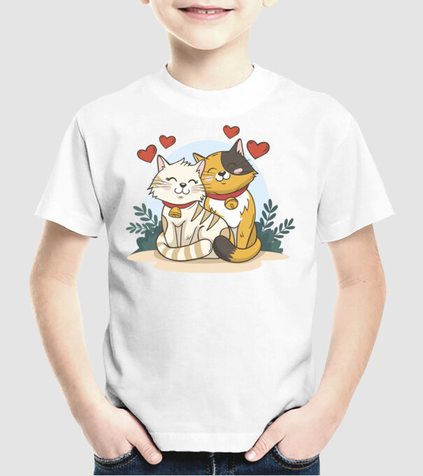 PISICUȚE ÎNDRĂGOSTITE 4 model alb pe tricou