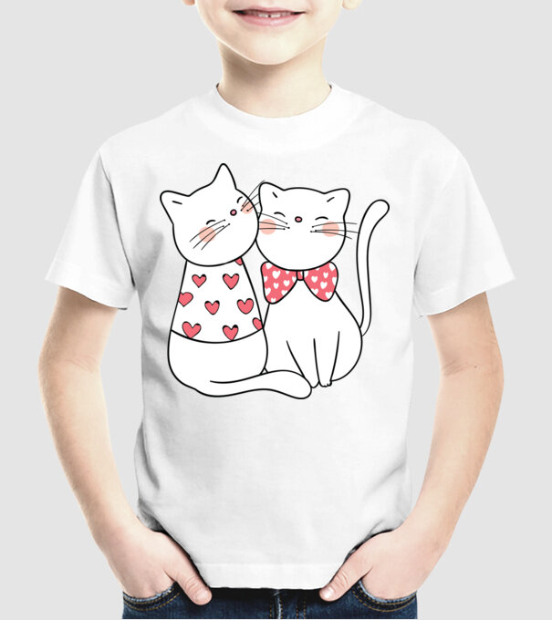 PISICUȚE ÎNDRĂGOSTITE 5 model alb pe tricou