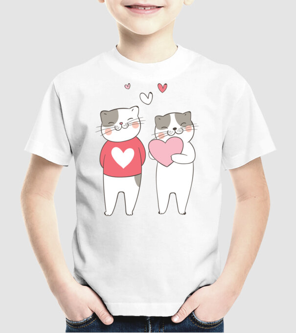 PISICUȚE ÎNDRĂGOSTITE 8 model alb pe tricou