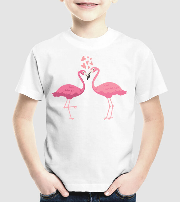 FLAMINGO ÎNDRĂGOSTIȚI model alb pe tricou
