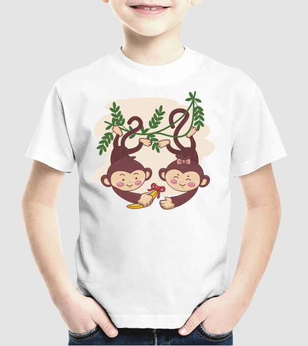 MAIMUȚE ÎNDRĂGOSTITE model alb pe tricou