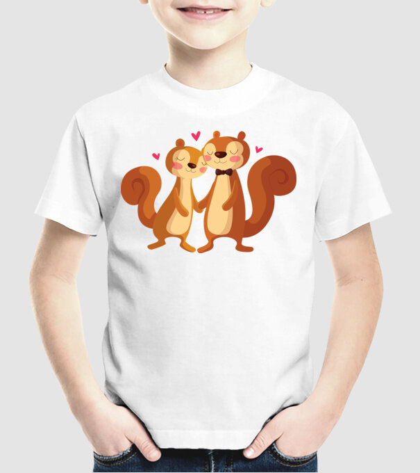 VEVERIȚE ÎNDRĂGOSTITE model alb pe tricou