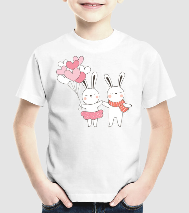 IEPURAȘI ÎNDRĂGOSTIȚI 3 model alb pe tricou