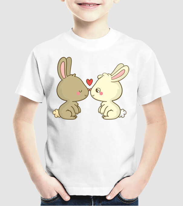 IEPURAȘI ÎNDRĂGOSTIȚI model alb pe tricou