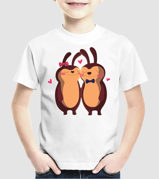 IEPURAȘI ÎNDRĂGOSTIȚI model alb pe tricou