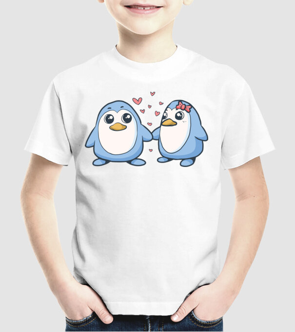 PINGUIN ÎNDRĂGOSTIT 2 model alb pe tricou