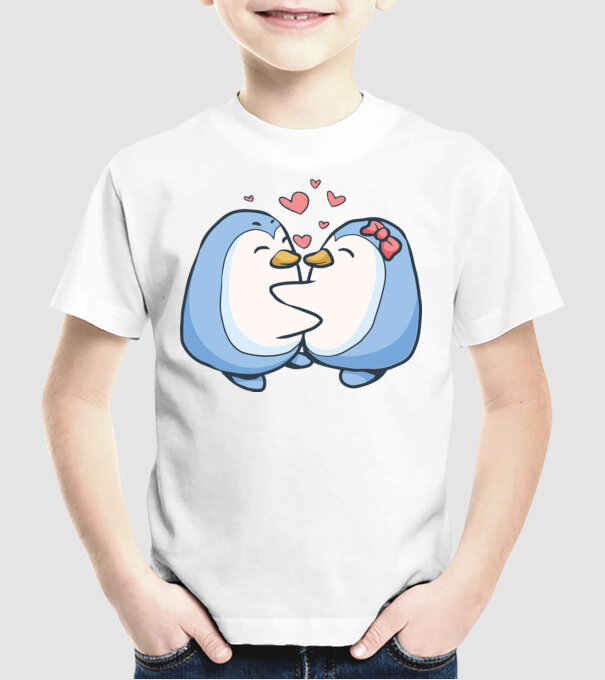 PINGUIN ÎNDRĂGOSTIT 3 model alb pe tricou