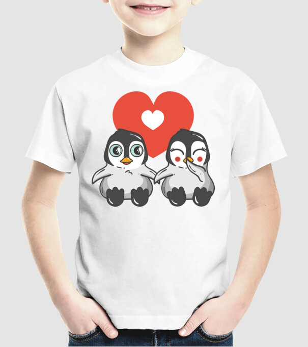 PINGUINI ÎNDRĂGOSTIȚI 7 model alb pe tricou