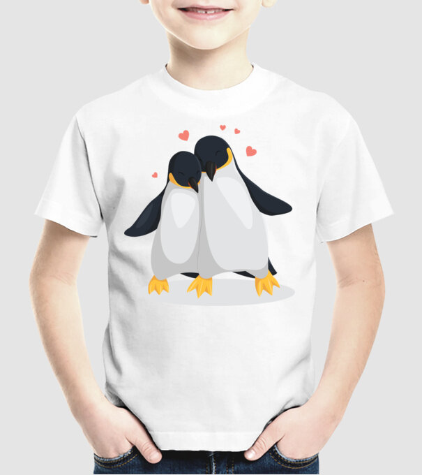 PINGUINI ÎNDRĂGOSTIȚI 8 model alb pe tricou