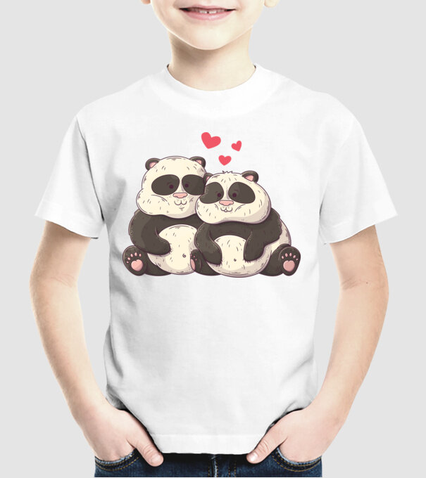 URȘI PANDA DOLOFANI ÎNDRĂGOSTIȚI model alb pe tricou