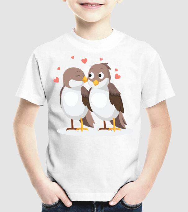 VRĂBII ÎNDRĂGOSTITE model alb pe tricou