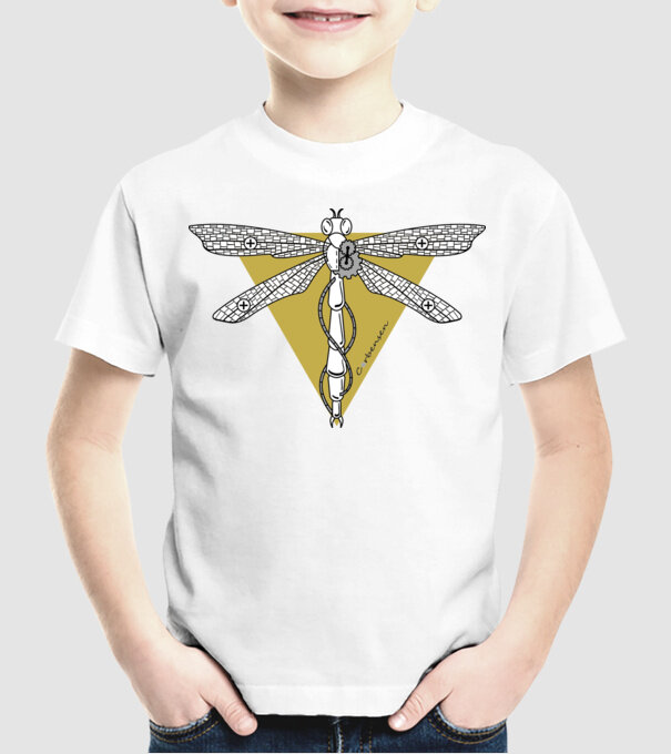 Libelulă model alb pe tricou