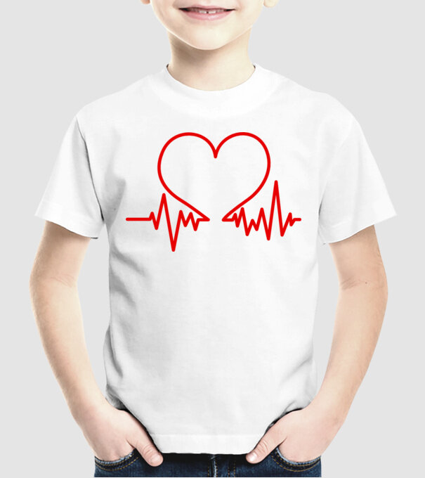 ECG inimă model alb pe tricou
