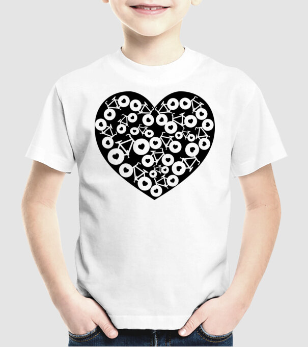 Inima bicicleta model alb pe tricou