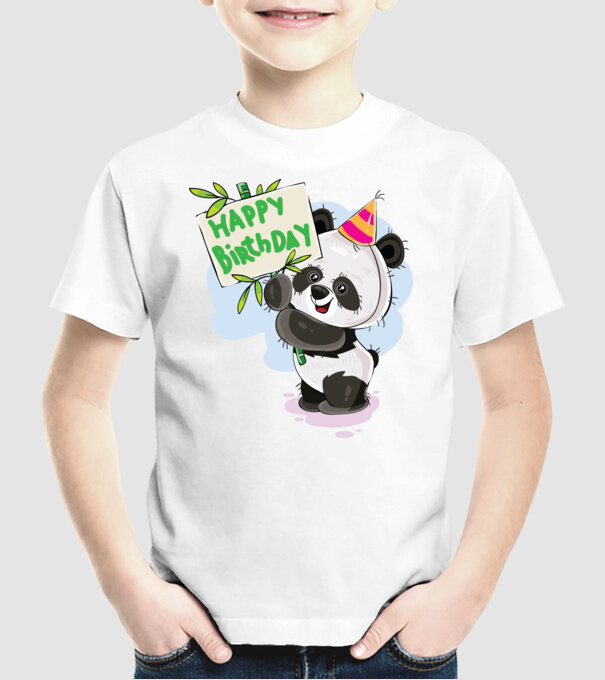 Zi de naștere panda model alb pe tricou