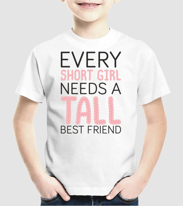 Tall Friend model alb pe tricou