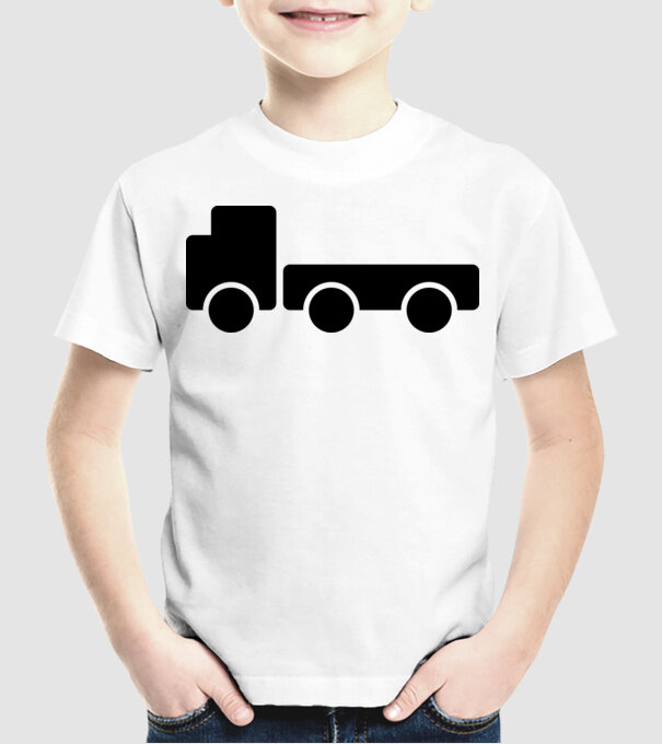 Camion model alb pe tricou