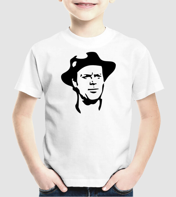 Terence Hill model alb pe tricou