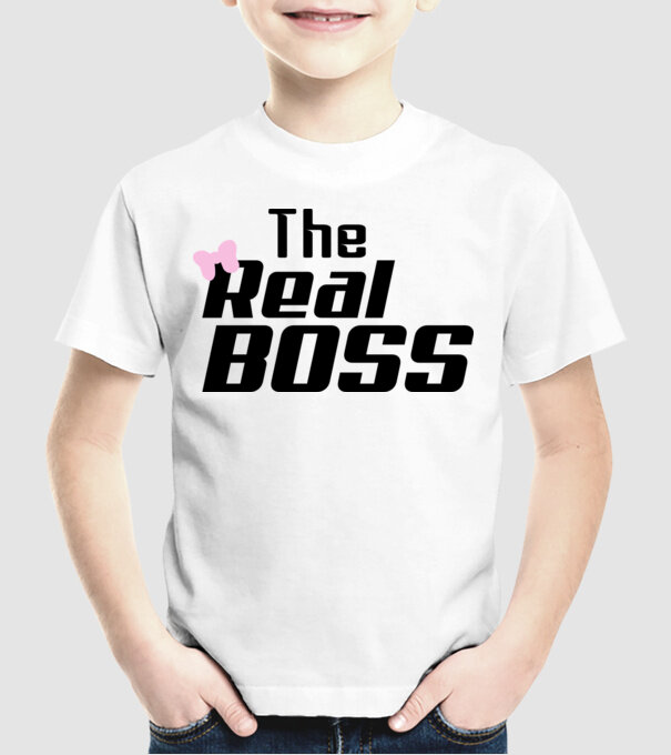 The real boss model alb pe tricou