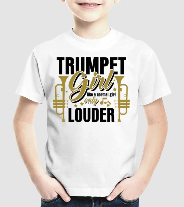 Trumpet girl model alb pe tricou