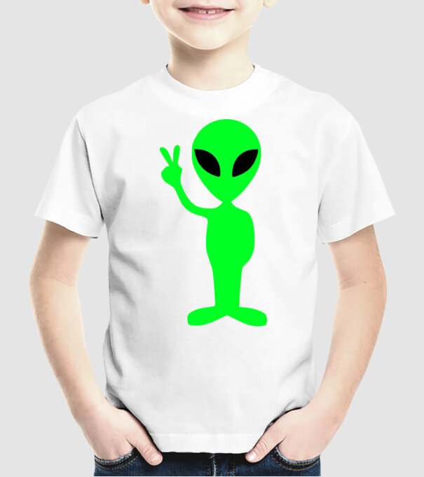 UFO Alien model alb pe tricou