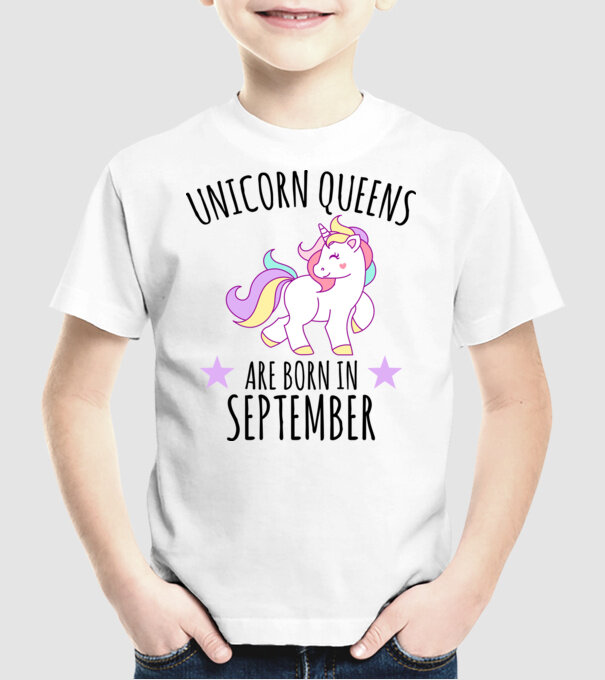 Unicorn queens are born in - September model alb pe tricou