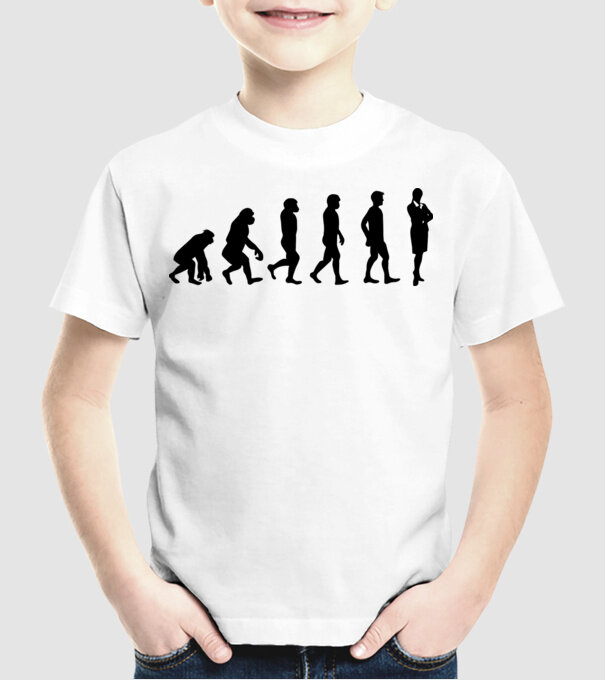 Evoluție femeie de afaceri model alb pe tricou
