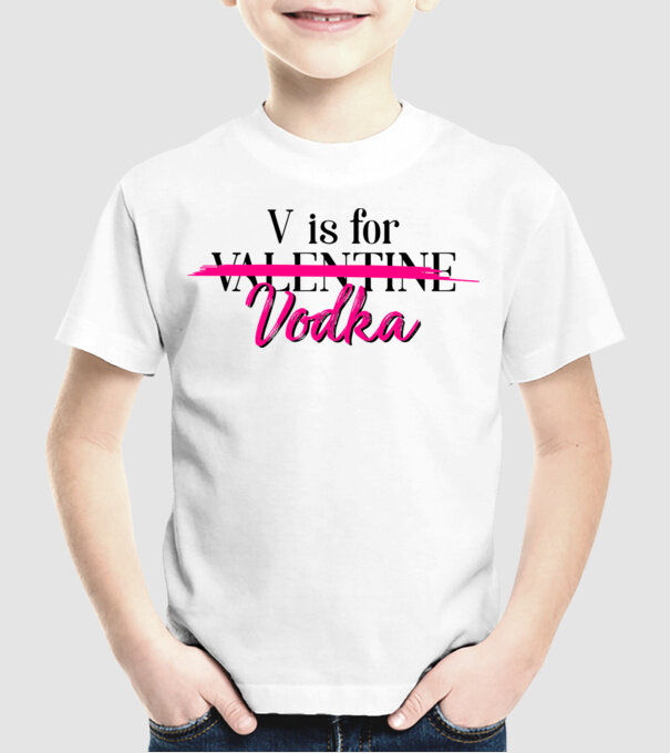 V for Vodka model alb pe tricou