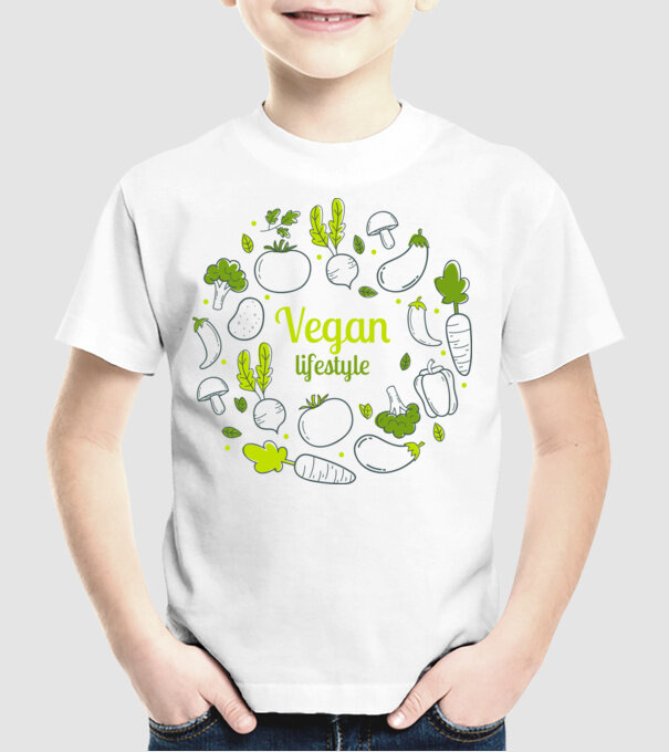 vegan lifestyle model alb pe tricou