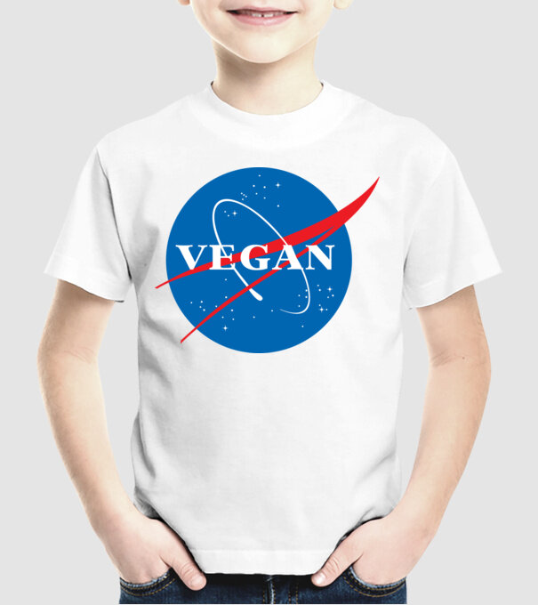 vegan nasa model alb pe tricou