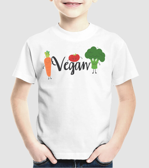Vegan veggies model alb pe tricou