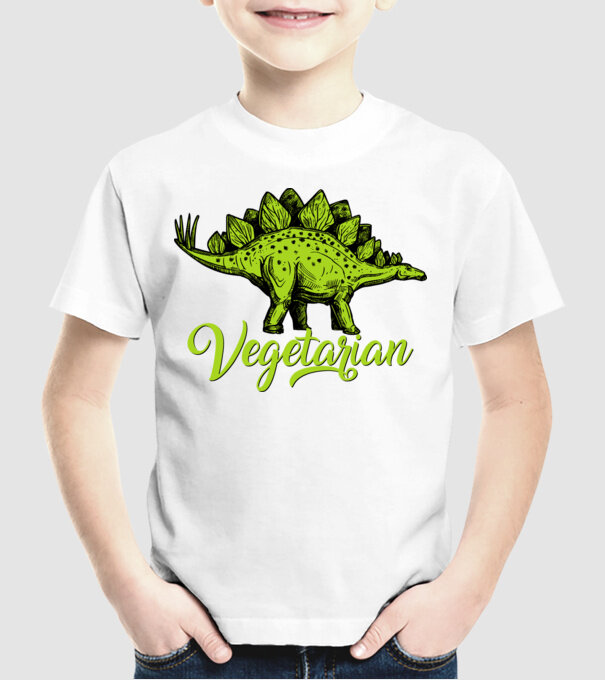 Vegetarian model alb pe tricou