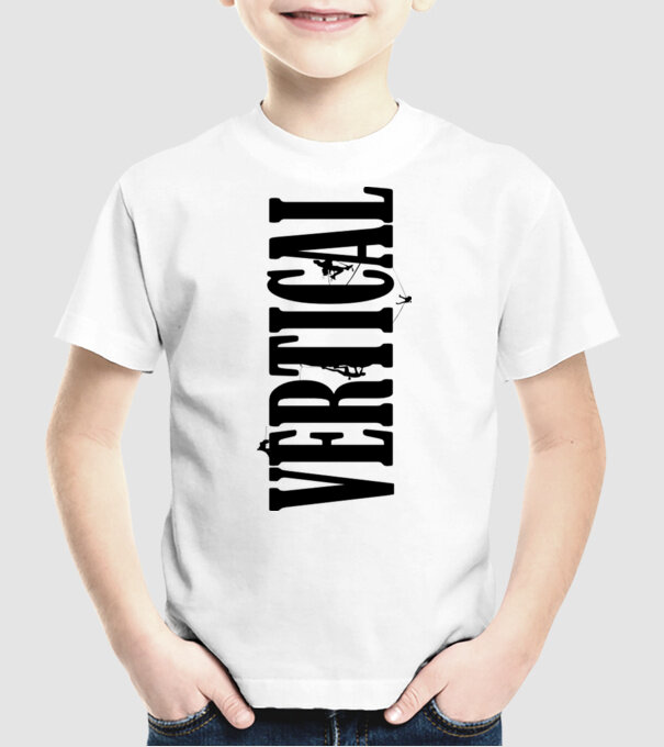 Vertical model alb pe tricou