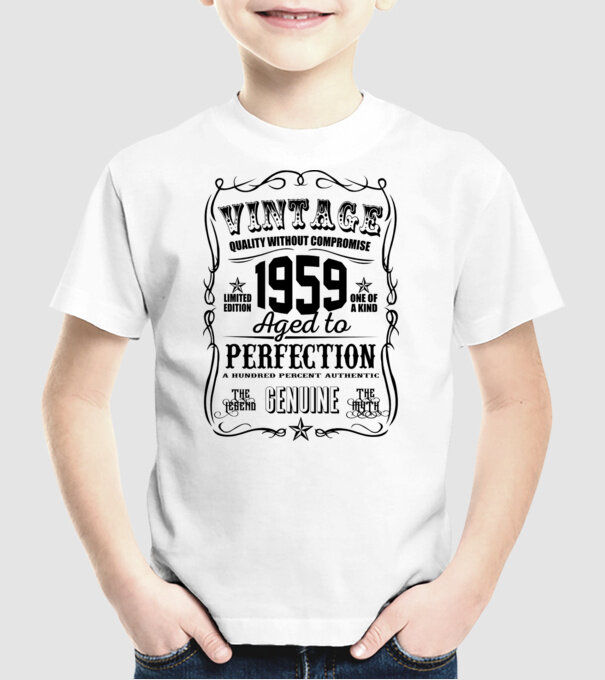Vintage perfection 1959 model alb pe tricou