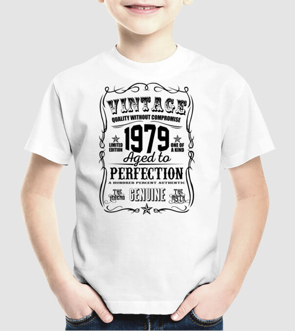 Vintage perfection 1979 model alb pe tricou