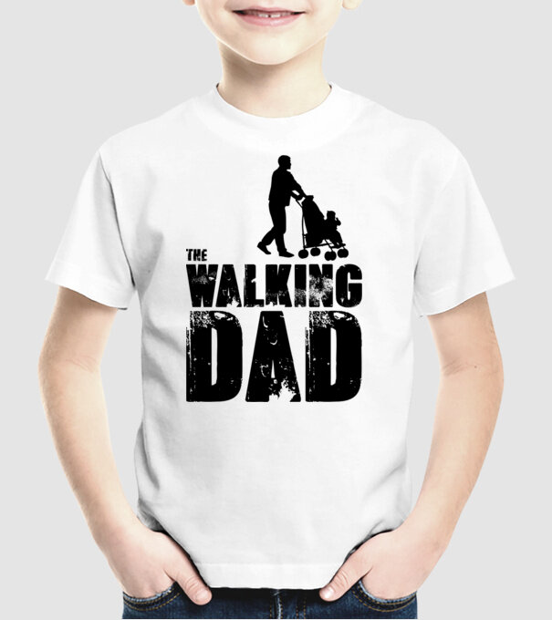 Walking dad model alb pe tricou