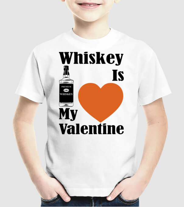 Whiskey Valentine model alb pe tricou