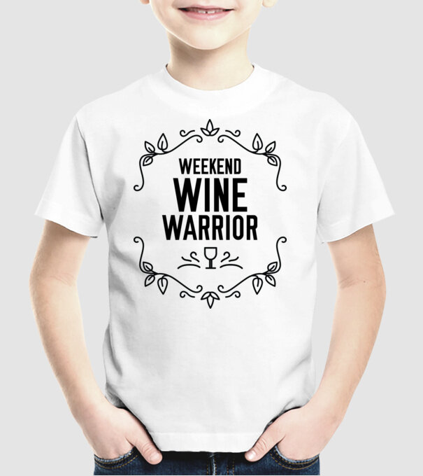 Wine tasting team Weekend Wine Warrior model alb pe tricou