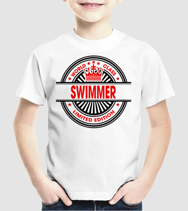 World class ÎNOTĂTOR model alb pe tricou