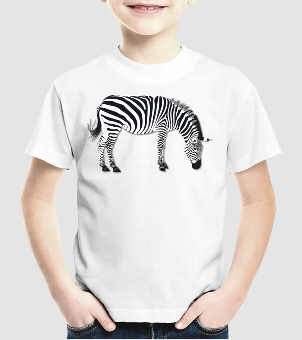Zebră model alb pe tricou