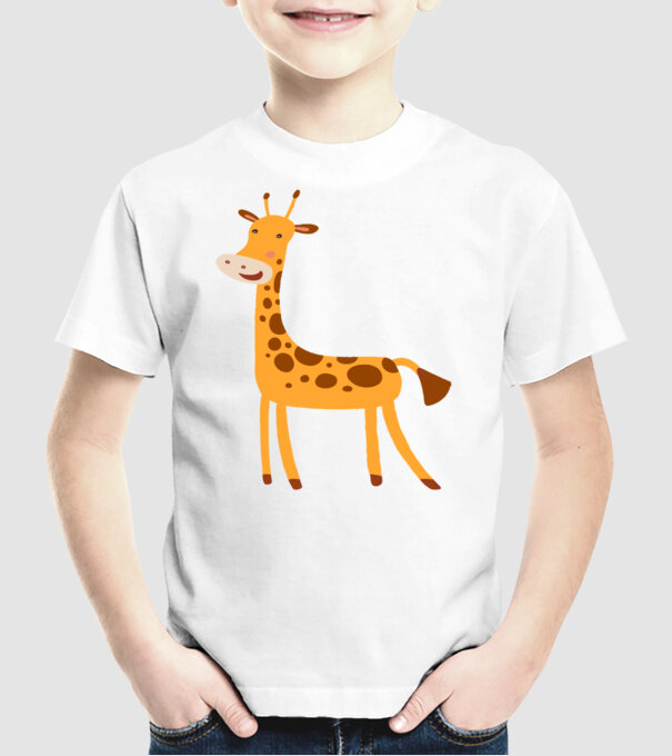Girafă drăguță model alb pe tricou