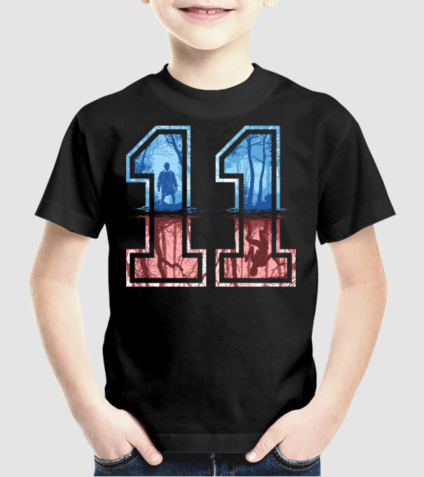11 eleven stranger things model negru pe tricou