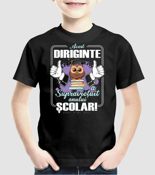 Acest diriginte a supraviețuit anului școlar! - veni, vidi, vici model negru pe tricou