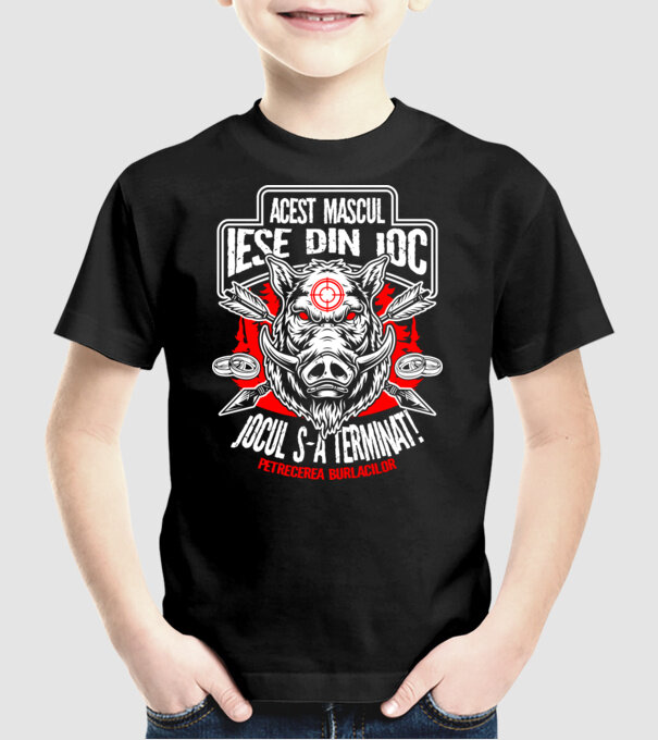 Acest mascul iese din joc - jocul s-a terminat - petrecerea burlacilor model negru pe tricou