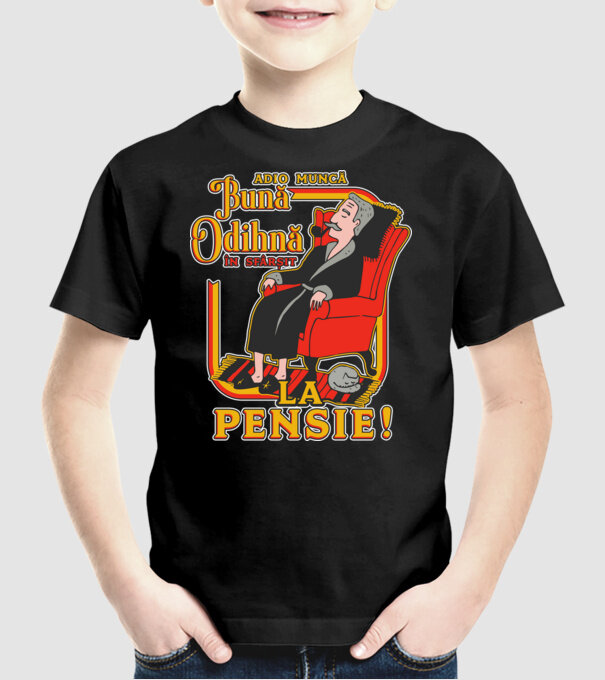 Adio muncă, bună odihnă! în sfârșit, la pensie! model negru pe tricou