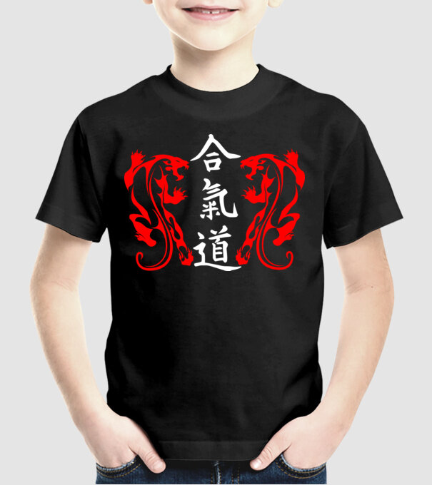 Aikido 2 model negru pe tricou
